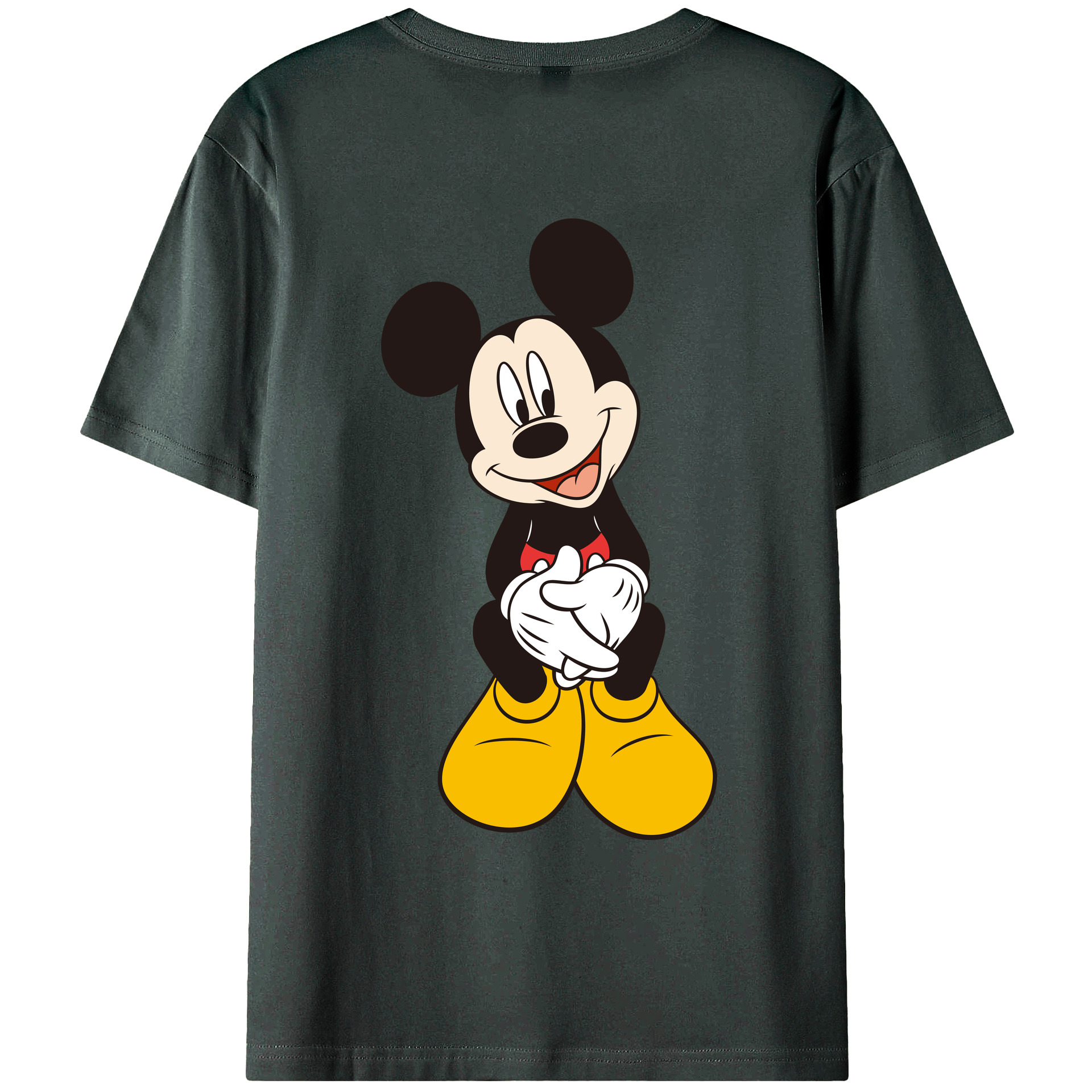 ミッキーマウス Mickey Mouse 綿100％ メンズ半袖Tシャツ（バックプリント） 通気性